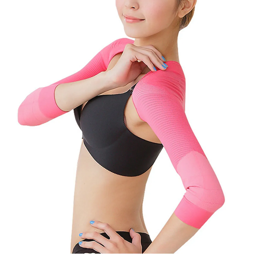 Pink Womail Shapers 1PC Arm Slimming Shaper Slimmer Chest Corrective Lifting Underwear Women's Lace V-neck Shapewear DEC21 - Цвет: Pink