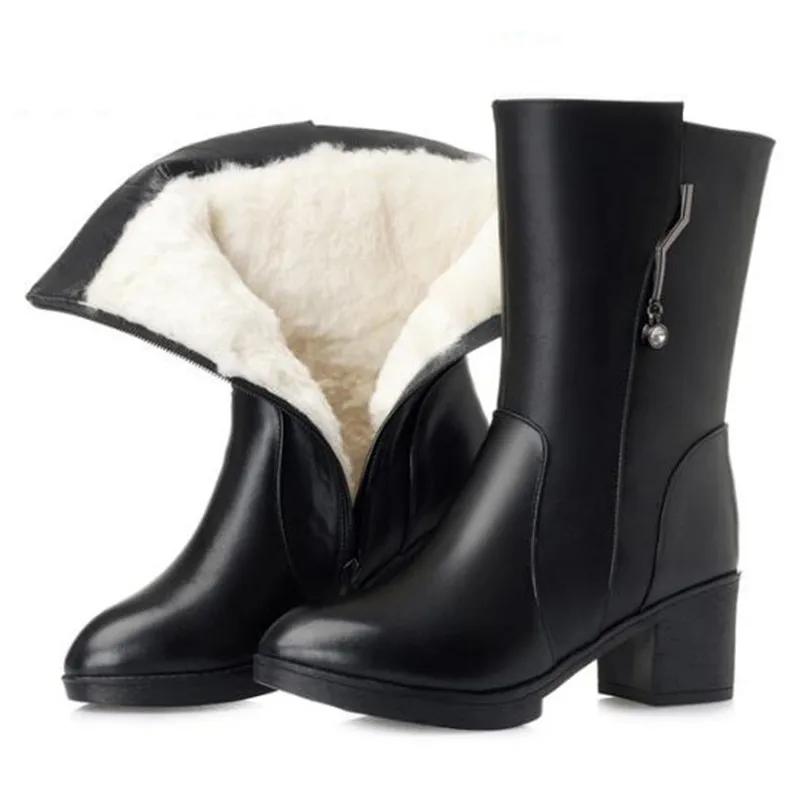 Ботинки женские зимние из воловьей кожи на меху Нескользящие теплые|Сапоги до