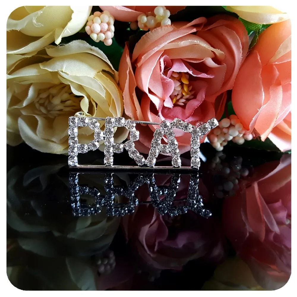 Bling Rhinestone "PRAY" Word Brooch  Pin for Devout Christians 2