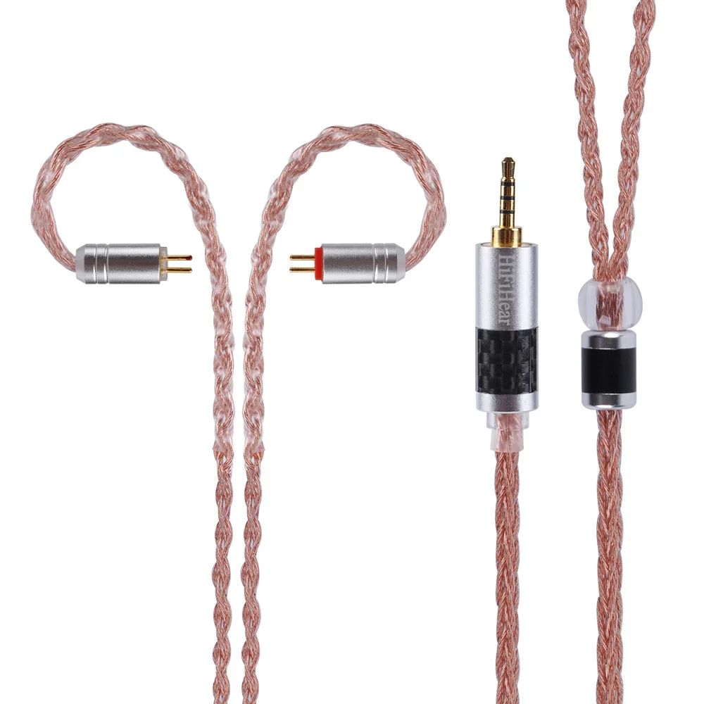 2PIN 2.5 AK HiFiHear 8 Core посеребренный кабель 2,5/3,5/4,4 мм балансный кабель с MMCX/2pin с наушным креплением разъем для LZ HQ8 HQ6 плотным верхним ворсом KZ лампа указателя ОСО - Цвет: 2PIN 2.5