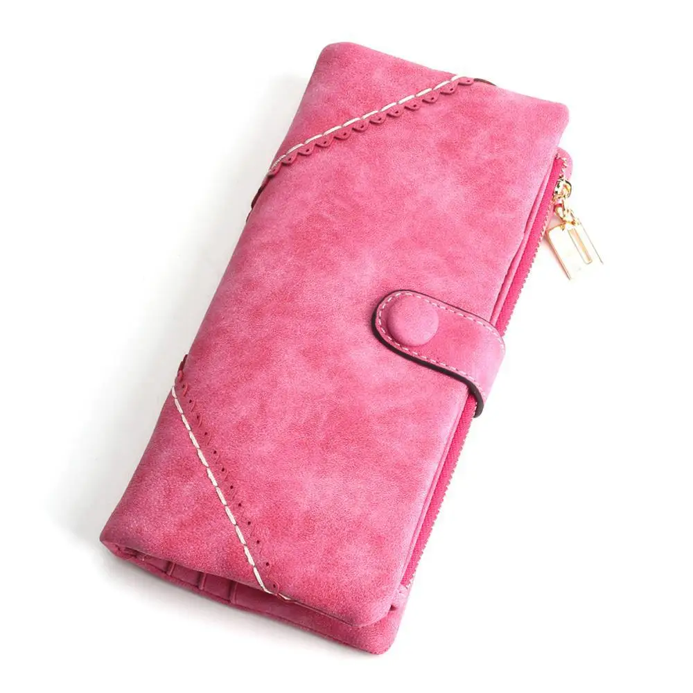 rose red Сумка для монет на молнии, новинка, женские кошельки, брендовые кошельки, женский длинный тонкий кошелек, держатель для паспорта, чехол для ID карты - Цвет: rose red