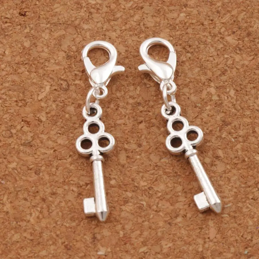 

100pcs Fleur-de-lis iris Flower Key Clasp European Lobster Trigger Clip On Charm Beads Zinc Alloy C881 6.5x35 mm