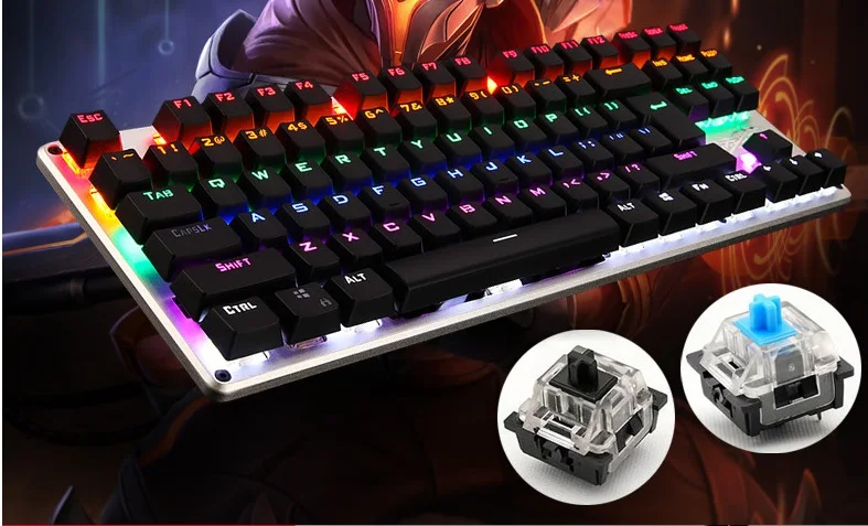 LINGBAO игровая механическая клавиатура анти ореолы Светящийся синий черный