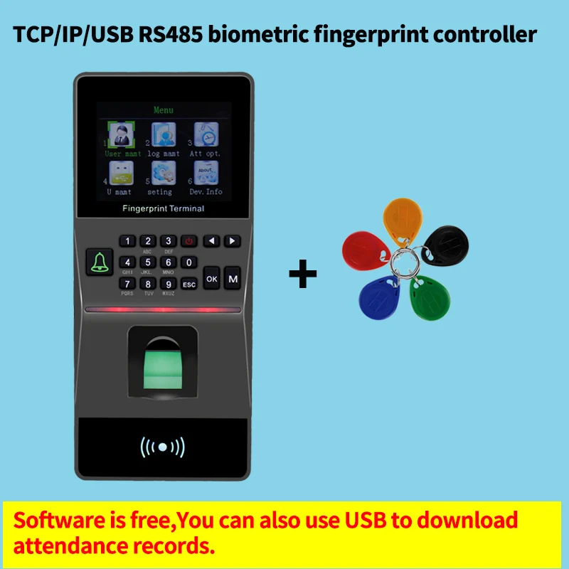 USB/TCP/IP/RS485 считыватель отпечатков пальцев Биометрический Дверной замок с отпечатком пальца diy Kit посещаемость времени RFID система контроля доступа 2,8 дюймов - Цвет: F16 with 5 keys