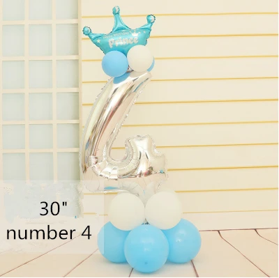 Blue 4 Детская вечеринка для мальчика день рождение украшение шар Колонка 3" Серебряный Цифровой шар цифра шары 1 2 3 4 5 6 7 8 9 воздушный шар стенд - Цвет: Blue 4