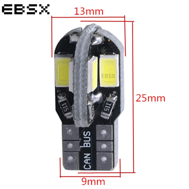 100 шт. Автомобильные светодиодные лампы W5W T10 Canbus 8 SMD 5630 5730 8SMD 12 В|Сигнальная лампа| |
