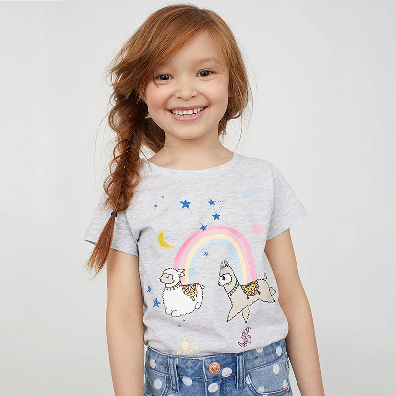 Little maven/Милая летняя футболка с короткими рукавами для девочек от 2 до 7 лет, детская одежда для девочек Футболка с круглым вырезом и надписью «вишня»