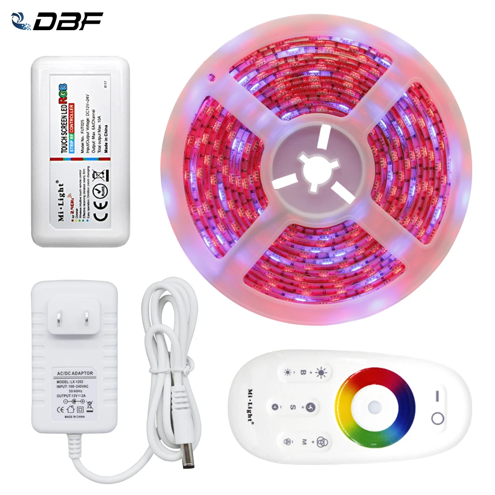 

[DBF]5050 Светодиодная лента RGB / RGBW / RGBWW 5 м 300 светодиодов неоновый ленточный светильник + 2,4G пульт дистанционного управления + DC 12V 3A адаптер питания