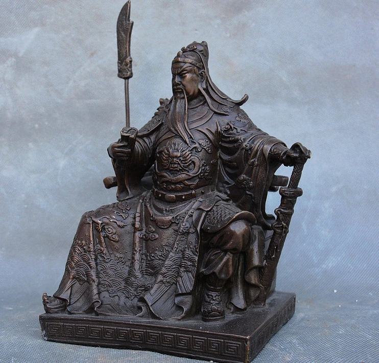 Китайские медные статуи Guan Gong Yu Warrior God Kwan Kung Pavilion Ares из чистой бронзы|Статуи и
