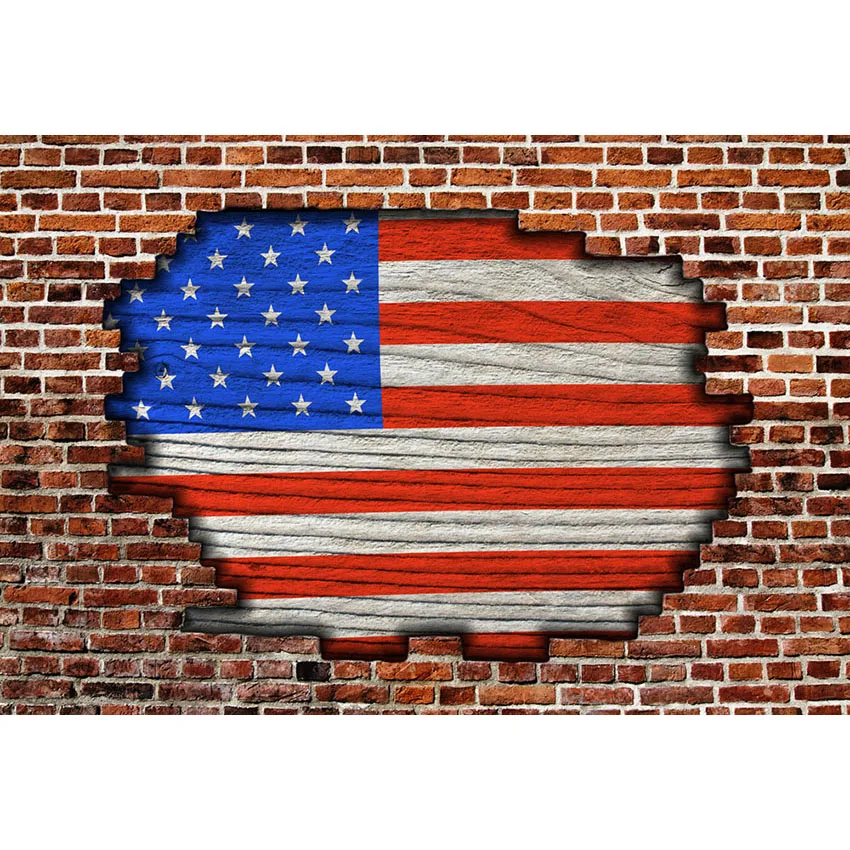 

Винтажный Виниловый фон для студийной фотосъемки с изображением красных кирпичей стены флага США 7x5 футов 220 см x 150 см