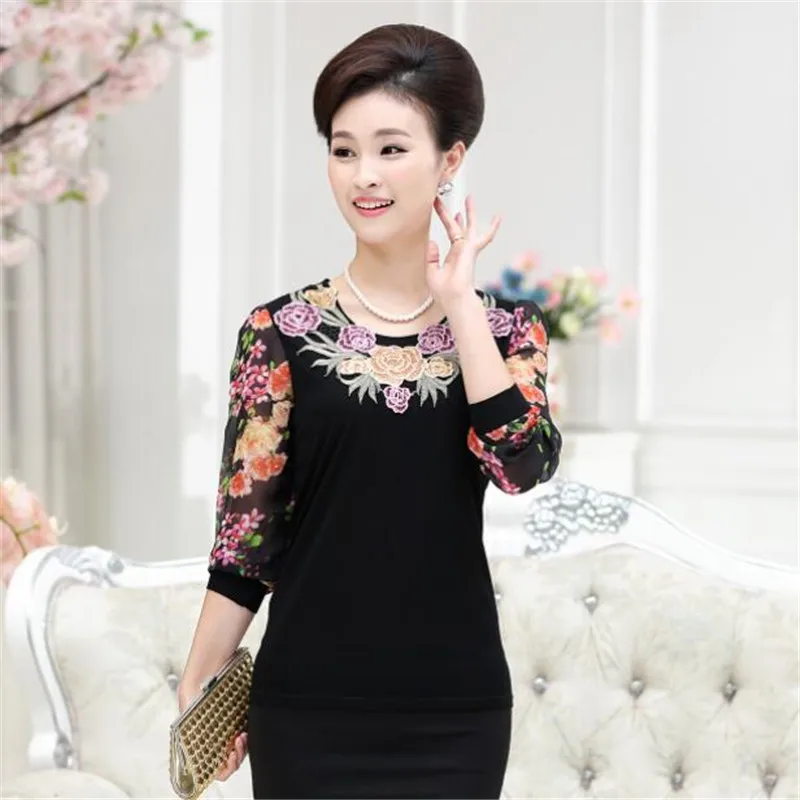 Блузка женская с длинным рукавом и цветочным принтом AS751 | Женская одежда