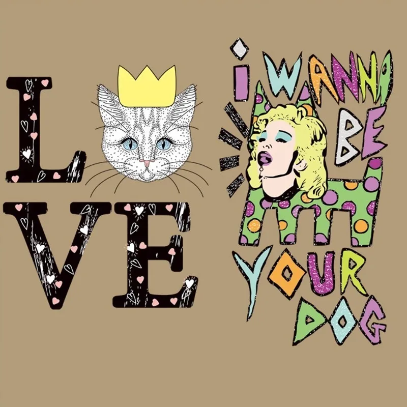 Нашивки из ПВХ с надписью deal with it нашивки тепловым принтом LOVE Cat Queen сделай сам для