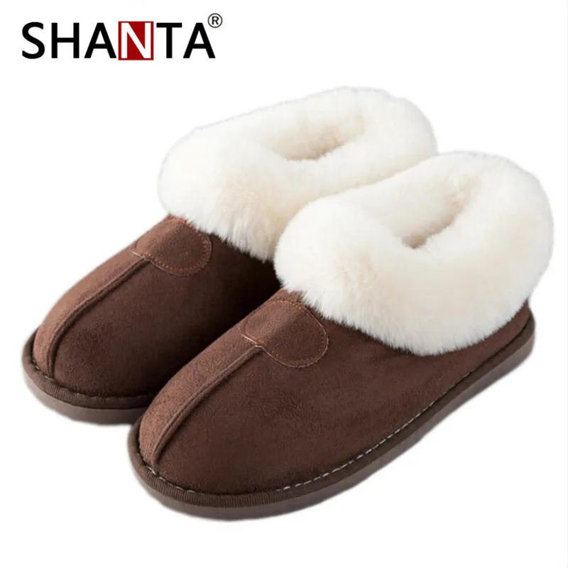 S19 brown Для женщин зимние теплые Фул женские домашние тапочки из хлопка, овечьей кожи для влюбленных; домашние тапочки домашние плюшевые Размеры домашняя обувь женские - Цвет: S19 brown