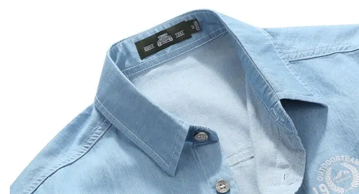Clothing Denim Shirts Men Casual Shirt Long Sleeve Fashion Slim Camisa Jeans Men's 5XL | Мужская одежда