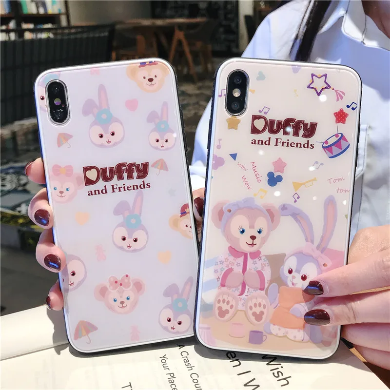 В виде медвежонка и кролика для iPhone6s 7 8 закаленное Стекло чехол iPhone X Xs XR Max