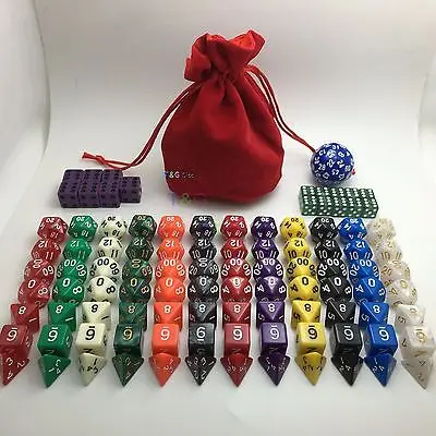 12 наборов 7 + 16d6 мм 16 RPG игральные кости 100 шт-бесплатно D60 и бархатная сумка | Спорт