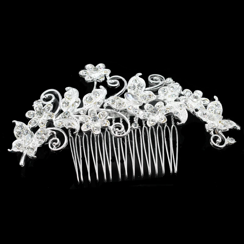 XIAOJINGLING Crystal Leaf Hair Comb Wedding Accessories Bridal Bridesmaids Flower Headwear Rhinestones Head Pieces Jewelry | Украшения и