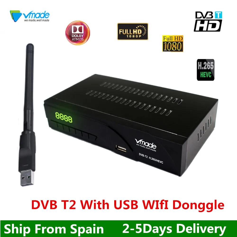 Vmade DVB-T2+ USB wifi MPEG4 H.265/HEVC DVB T2 наземный приемник ТВ телеприставка поддержка Youtube Dobly AC3 с RJ45 DVB тюнер
