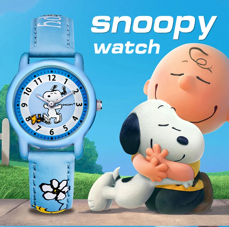 Snoopy детские часы модные женские часы повседневные кварцевые наручные часы Мужские часы милые Снупи кожаные часы для детской подарка