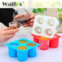 walfos real food grade silicone 4 cup ice mold tray mould popsicle mold shot glass maker freezer drink mixing shooter tools