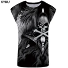 KYKU череп на бак, мужской жилет с крыльями, забавная одежда, 3D Tanktop, для отдыха, для мужчин, для бодибилдинга, без рукавов, 2018