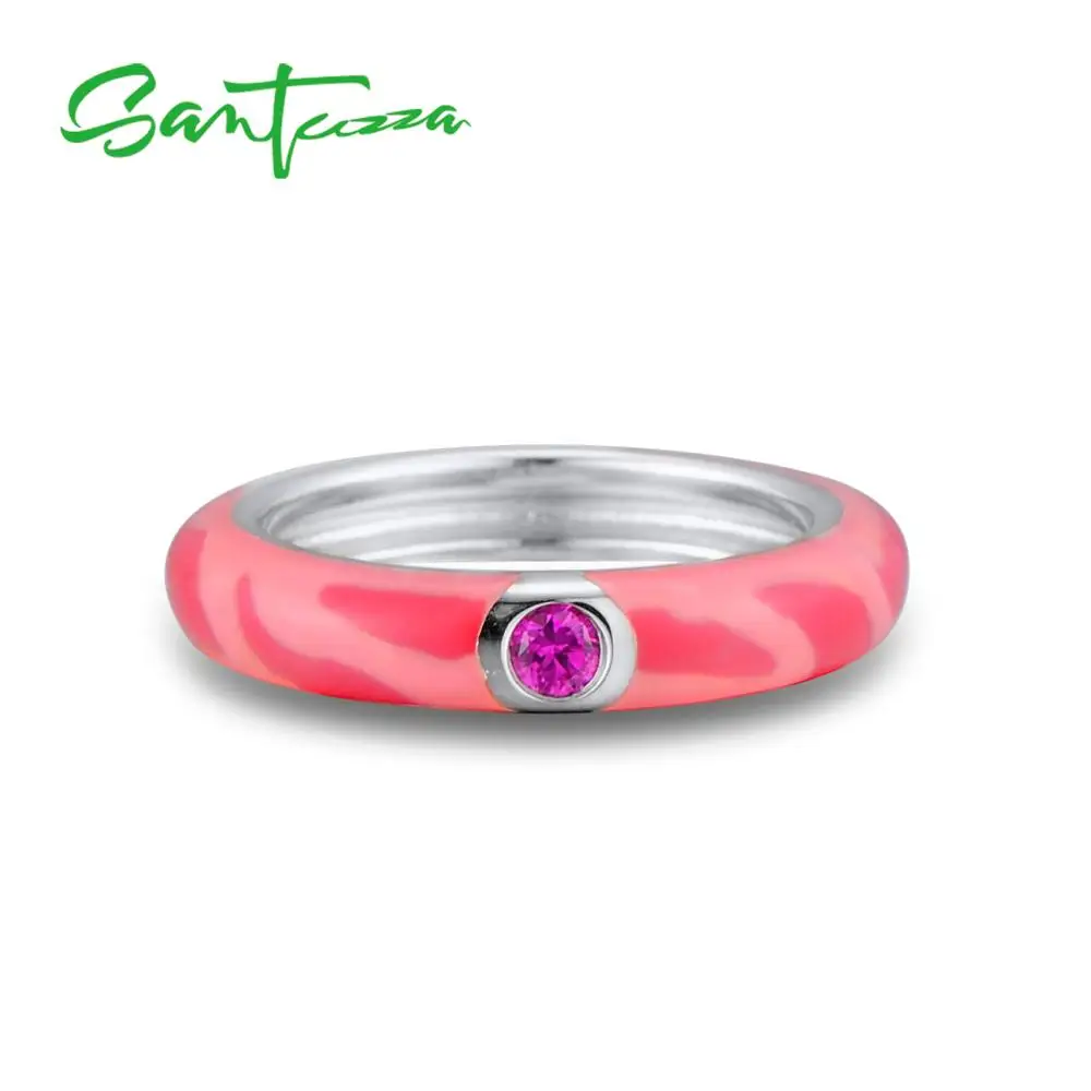SANTUZZA, серебряные кольца для женщин, красочные кольца вечности, 925 пробы, Серебряное штабелируемое кольцо, модное ювелирное изделие, эмаль ручной работы