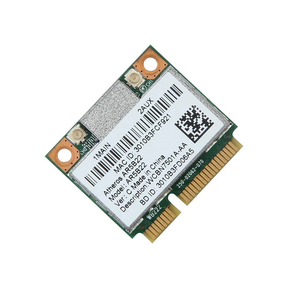 Двухдиапазонный Wi-Fi AR5B22 300 Мбит/с 802.11bgn Half Mini PCI-E WLAN 2 4 ГГц/5 ГГц + Bluetooth 0