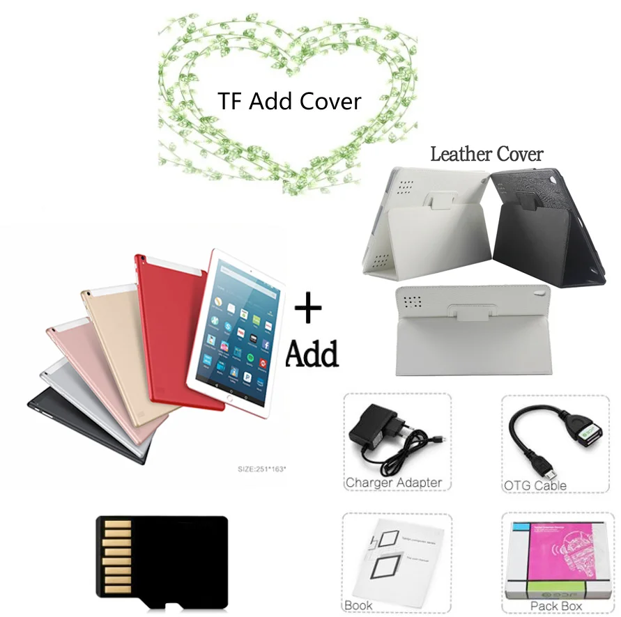 32 G TF Add Case Новинка, 10 дюймов, Android 7,0, тактильный планшет, ПК, Bluetooth, Phablet, 1920*1200, четыре ядра, 4 ГБ/32 ГБ, wifi, 3G, Sim, планшеты, Мобильный планшет - Комплект: 32 G TF Add Case