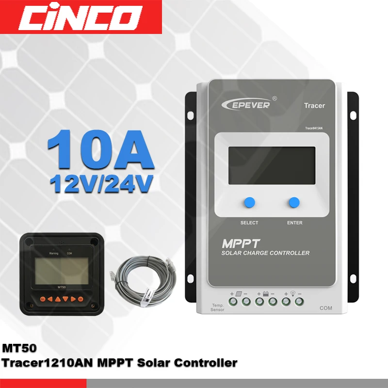 Tracer1210AN MPPT Солнечный контроллер + MT50 пульт дистанционного управления ЖК дисплей