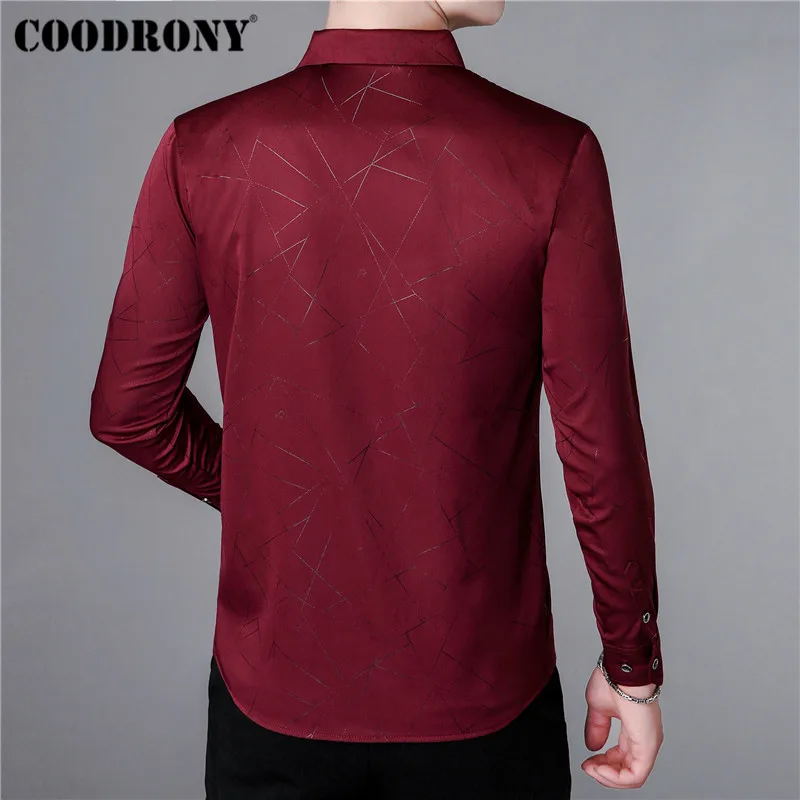 Мужская рубашка COODRONY осенняя деловая повседневная с длинным рукавом хлопковая