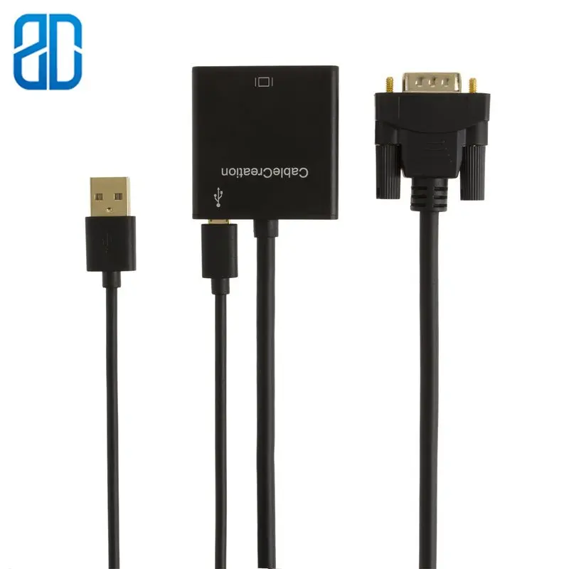 Адаптер HDMI-VGA с аудиоразъемом 3 5 мм Переходник HDMI мама-VGA папа для ТВ-приставки