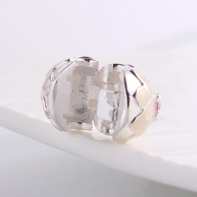 Розовый Георгин Пряжка для крепления бусин подходит браслетов Pandora амулеты из