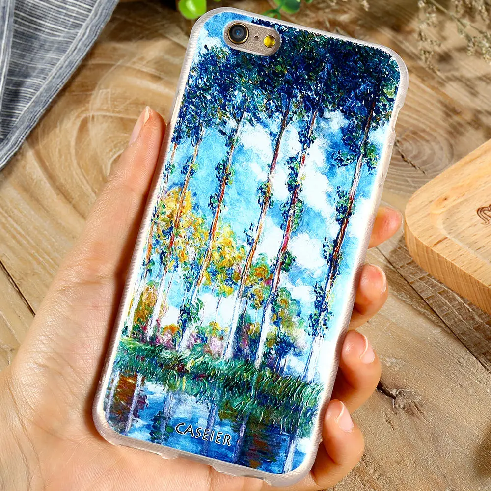 CASEIER Monet Painting Soft Phone Case For iPhone 7 8 Plus TPU Silicone Cases 6 6s Fundas Capinha Accessories |