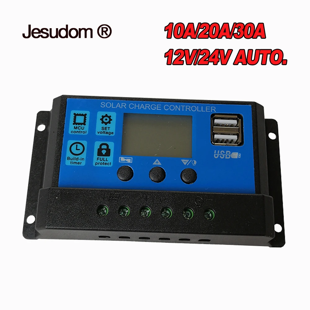 12V24V авто. 60A 50A 40A 30A 20A 10A солнечная панель зарядное устройство контроллер ШИМ солнечные регуляторы PV с ЖК-дисплеем и 5 в USB