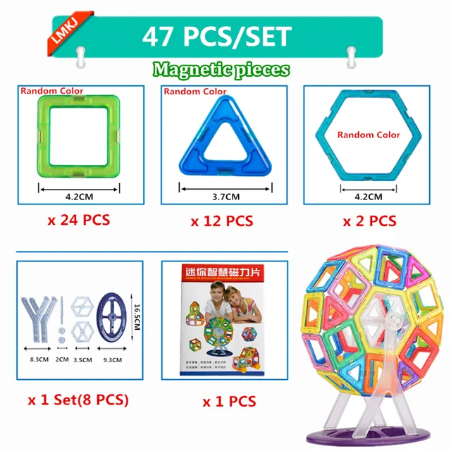 CL-Mini-47PCS DIY Мини Магнитный дизайнерский Сборная модель набор строительных блоков пластиковые магниты Кирпичи Детские развивающие игрушки для детей подарок - Цвет: CL-Mini-47PCS