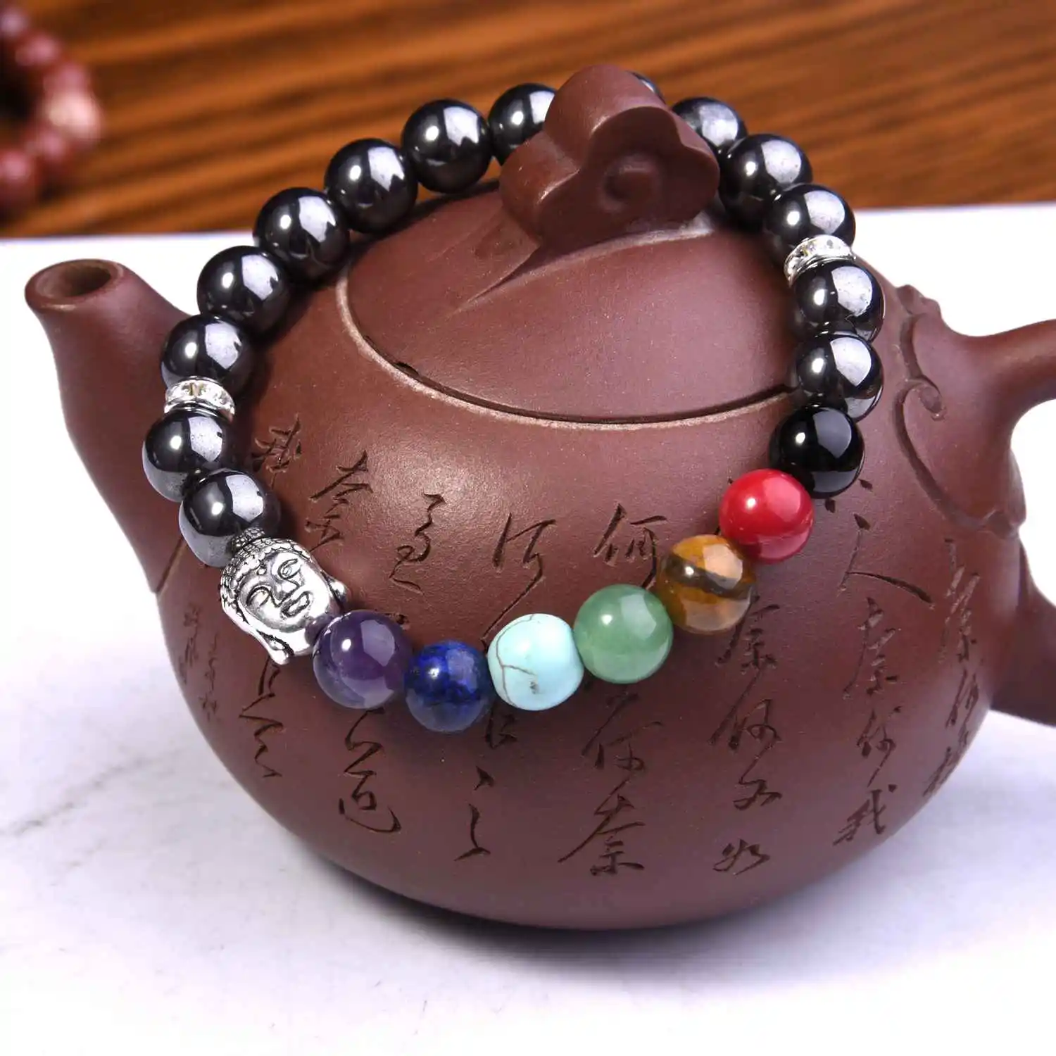 Muti-color Natural Stone Bracelets Men Lava 7 Chakra Healing Balance Beads Elephant Charm Bracelet Reiki Prayer Stones Women | Украшения и