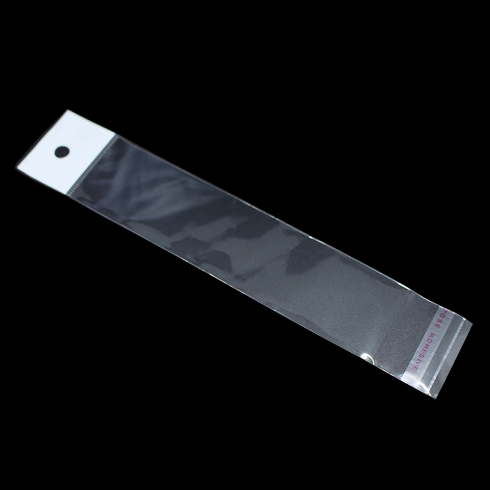 1000 шт 4x19 см длинный прозрачный OPP пластиковый продуктовый самоклеющийся упаковочный мешок с круглым отверстием для рукоделия, электроники