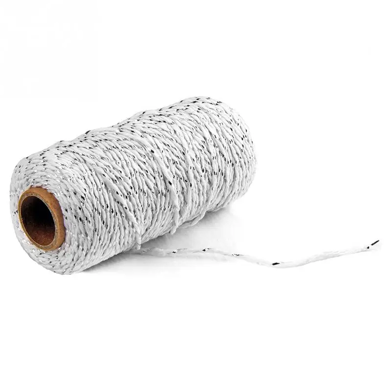 Silver White 100 м/рулон хлопковой Струны DIY Подарочная коробка для упаковки веревка для выпечки шпагат шнур деревенский кантри ремесла швейная веревка 15 цветов#20 - Цвет: Silver White