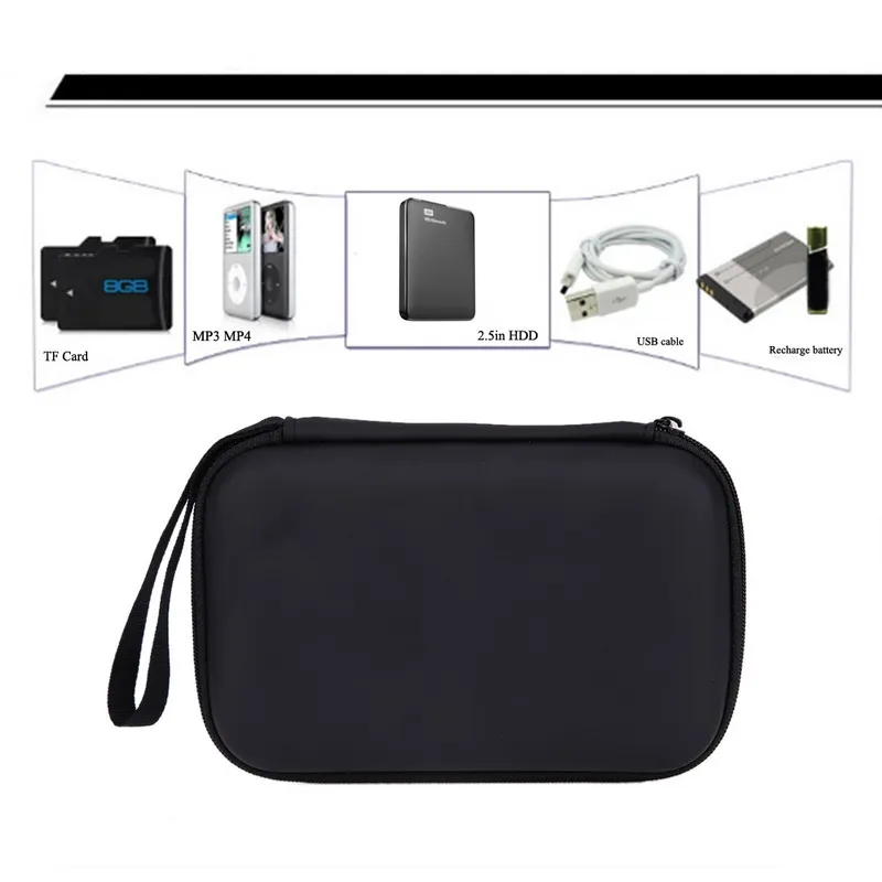 Hard EVA PU Carrying Case Bag With Zip-Up closure Game HDD for 2.5 inch External Drive Black | Электроника