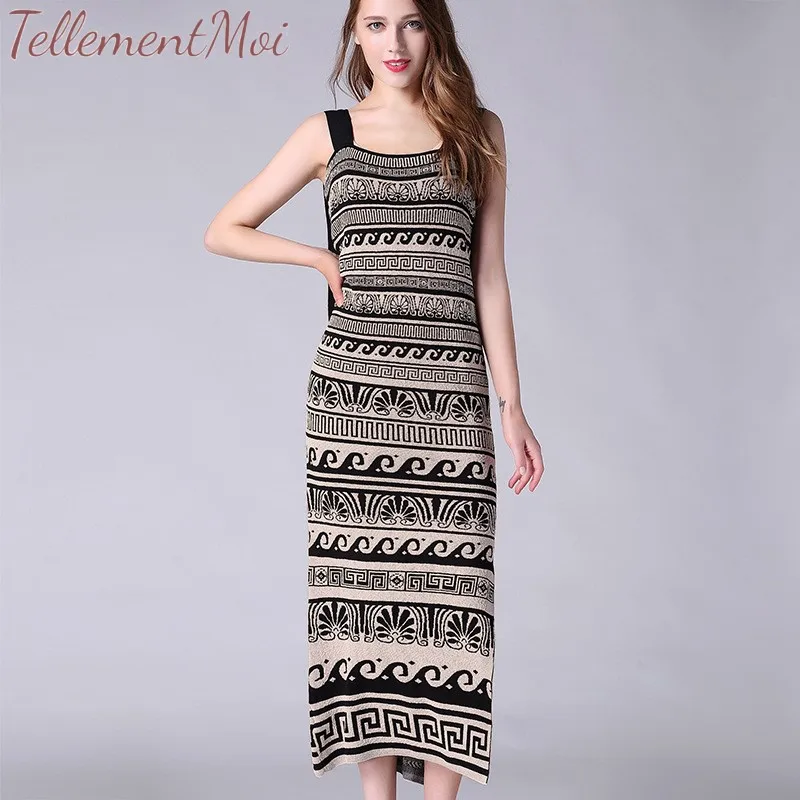 Женское летнее платье 2019 сексуальные ремни Boho вязаное с принтом Bodycon Длинные
