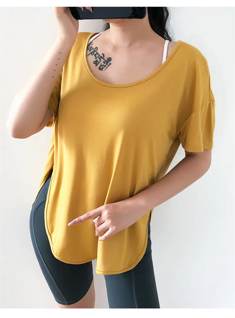 Mermaid Curve дышащая быстросохнущая футболка с короткими рукавами и круглым вырезом для бега футболка для йоги и упражнений свободные спортивные майки для фитнеса
