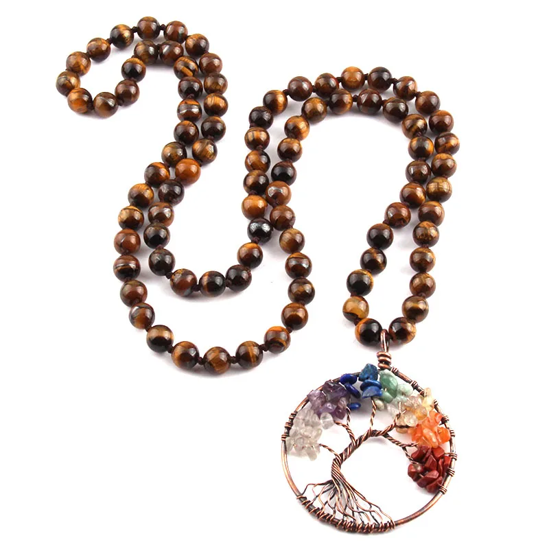 Модные богемные Этнические украшения камни тигровый глаз бусины с узлом ручная