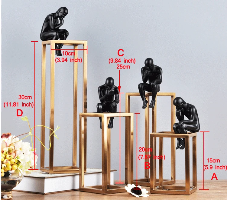 Thinking Rodin скульптура постмодерн Thinker маленькие черные статуэтки металлическая