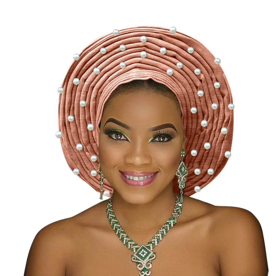 Aso oke головной убор с бисером aso oke нигерийский головной убор Африканский Авто геле aso ebi женский тюрбан красивый головной убор для свадьбы