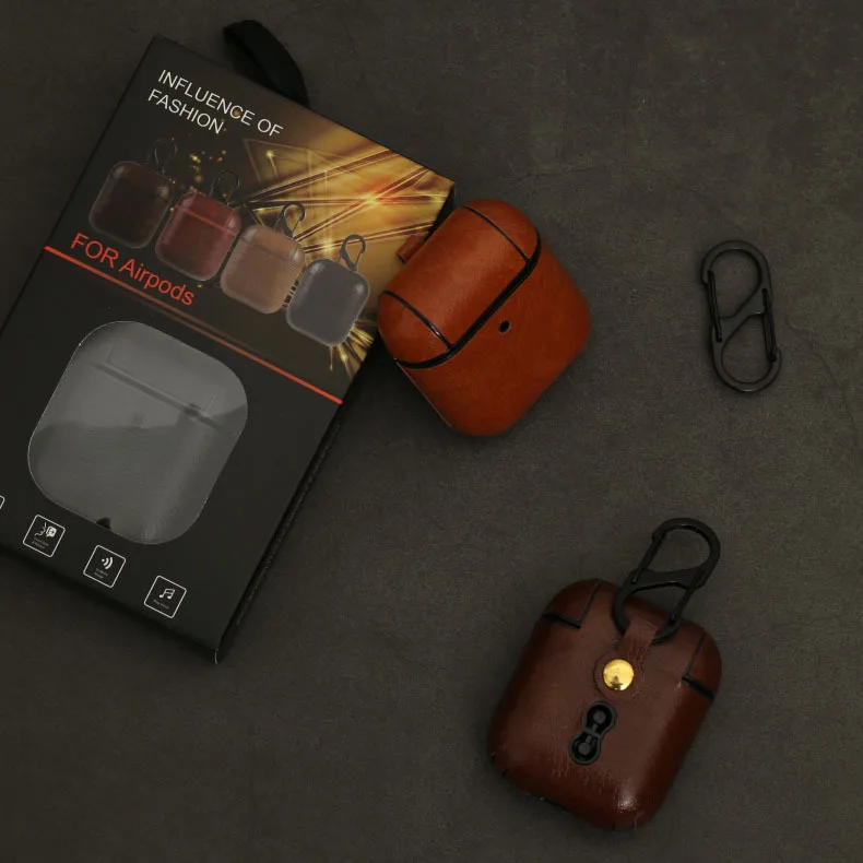 Бизнес чехол для наушников для Apple Airpods 2 ремешок из искусственной кожи Bluetooth наушники Air Pods чехол AirPod аксессуары 1:1