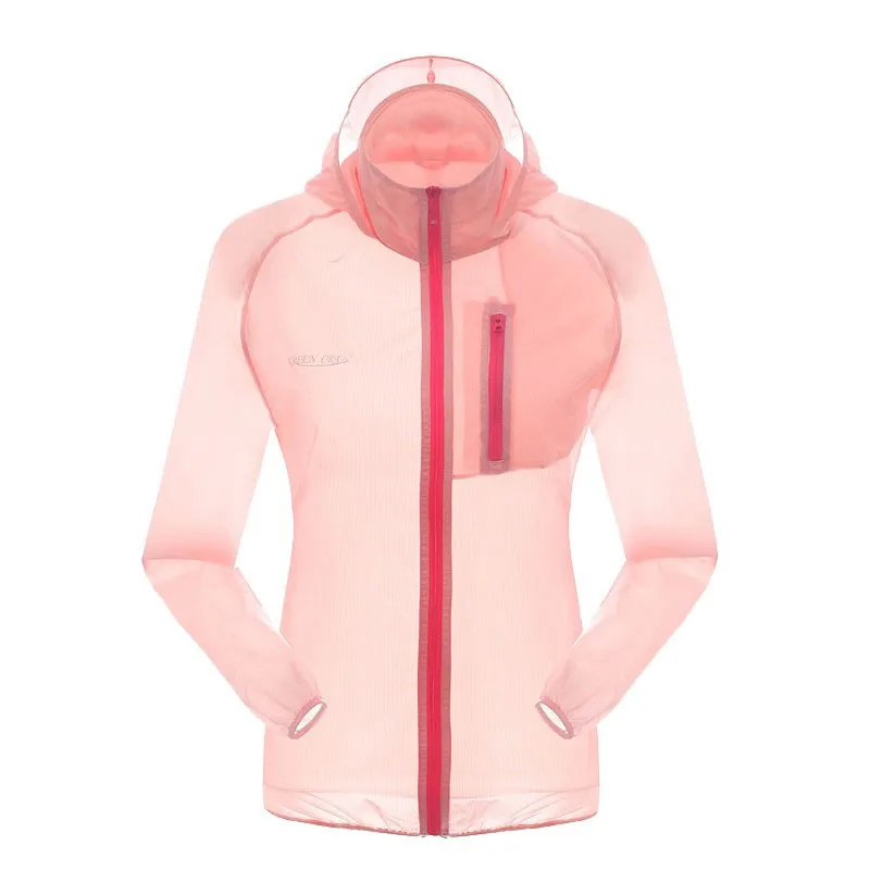 Оранжевый Women Green Raincoat Jacket Cycling Running Camping Hiking Anti-UV Jacket Windproof and Water-resistant Cycling Windbreak - Цвет: Оранжевый