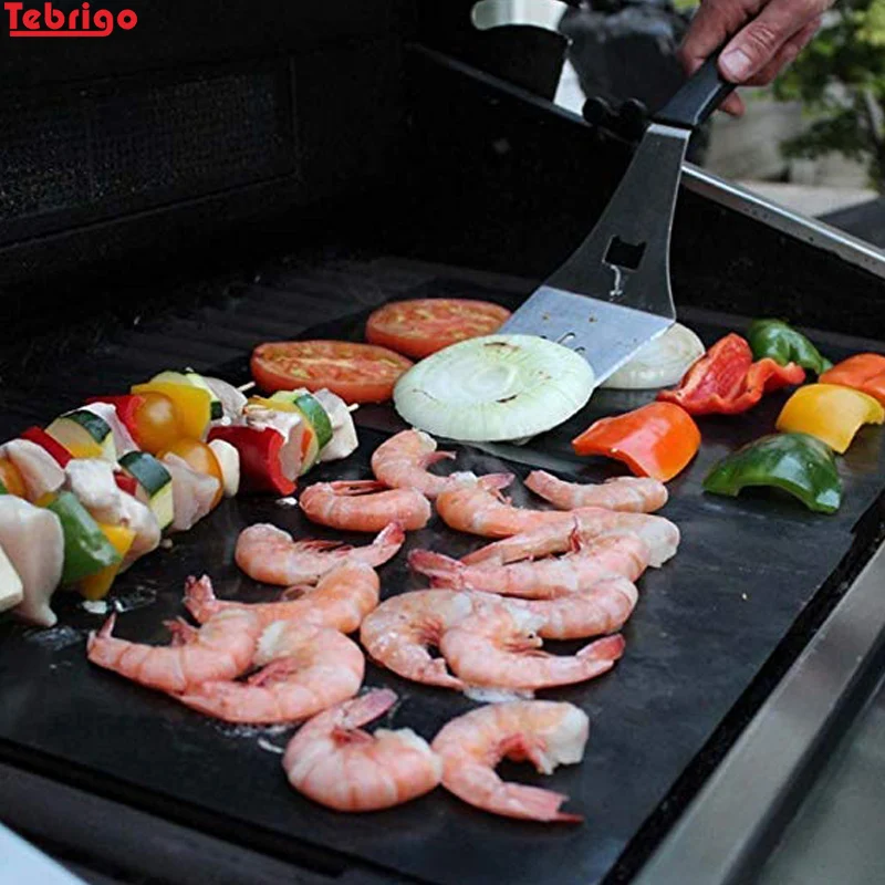 Tebrigo BBQ Grill Mat Non-stick 0.2mm Extra thick Baking Heat Resistant Grilling Reusable Easy to Clean | Дом и сад