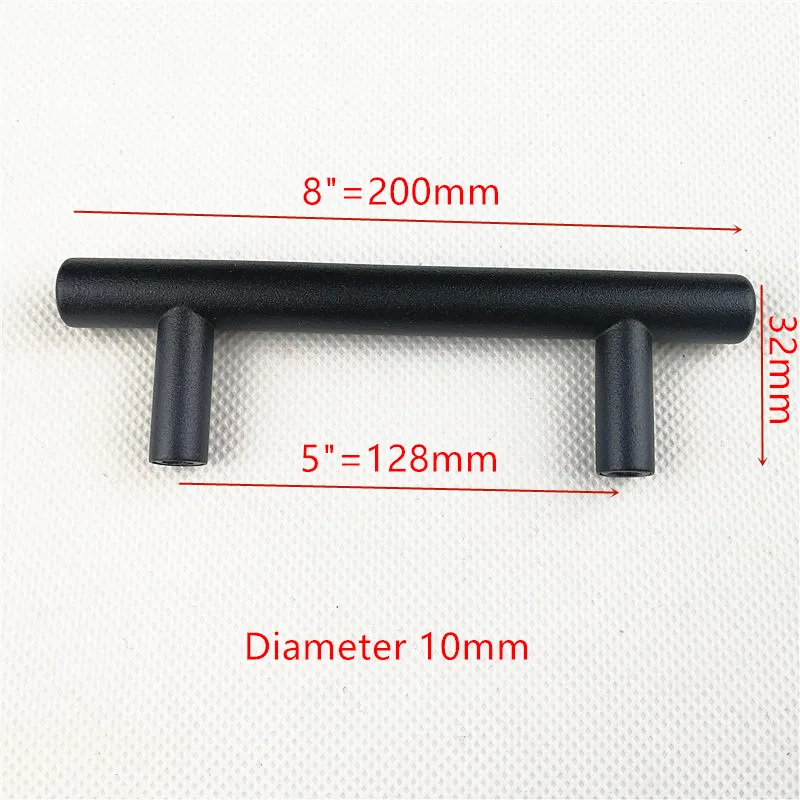 10 8inch 128mm Диаметр 10 мм матовый черный 12 мм золотой цвет sqaure 12*12 мм черная дверца кухонного шкафа Ручка из нержавеющей стали "~ 24" - Цвет: 10 8inch 128mm