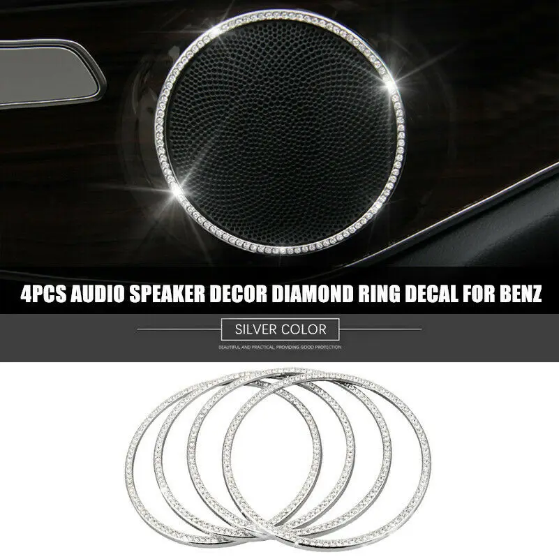 

For Mercedes Benz Car Door Audio Speaker Ring Diamond Decoration Stereo Horn Trim C CLASS GLC W205 C180 C200 C260 2015
