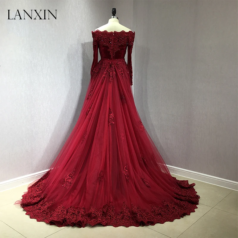 Бордовые бархатные вечерние платья русалки Robe de Soiree с открытыми плечами и